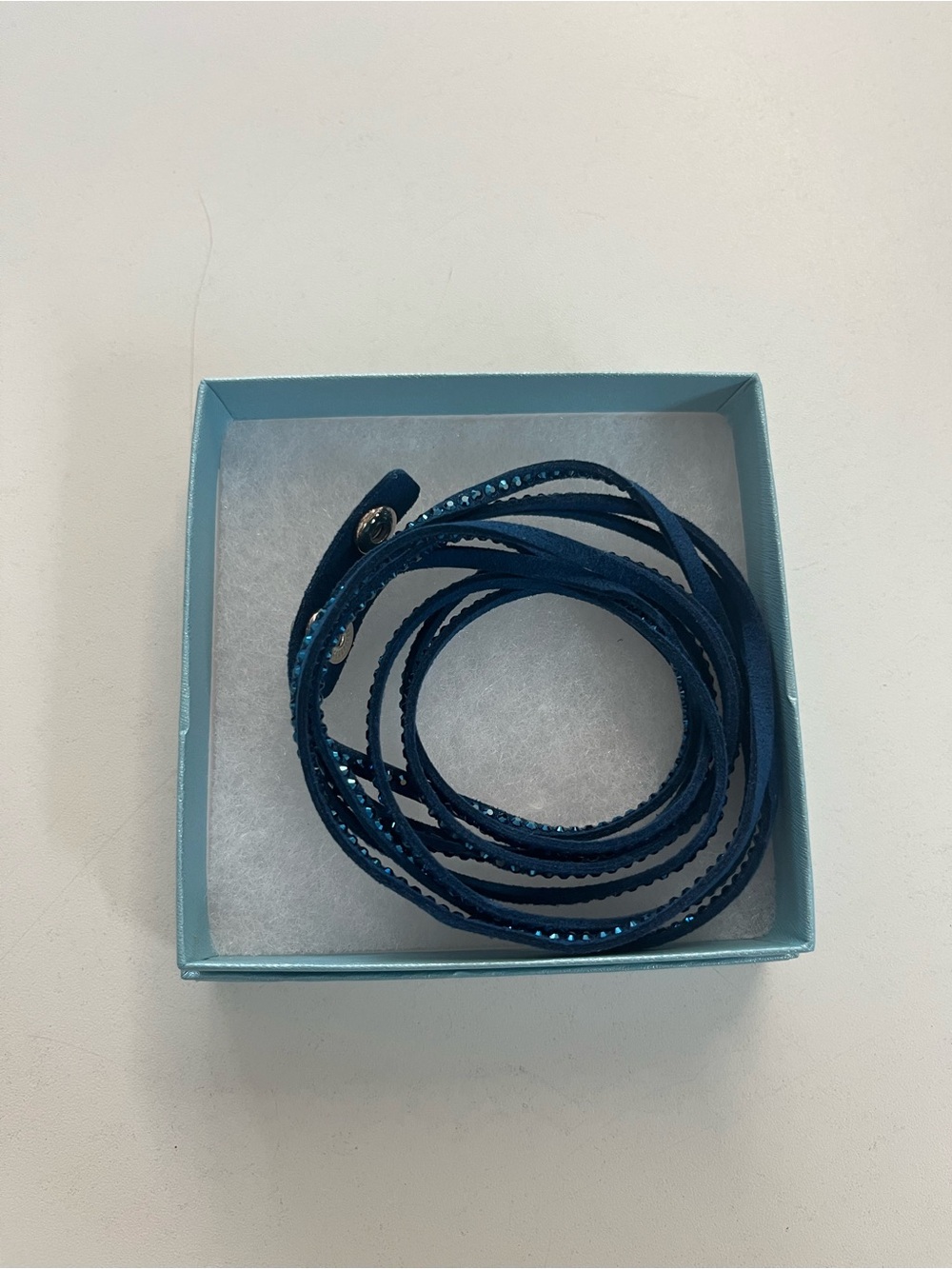 Touchstone Crystal Navy Blue Wrap Bracelet with Sparkling Accents